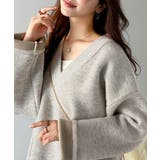 オートミール | 深めのネックが大人の抜け感をプラス◎WFACE Vネック配色ニットPO | Classical Elf 