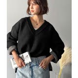 深めのネックが大人の抜け感をプラス◎WFACE Vネック配色ニットPO | Classical Elf  | 詳細画像1 