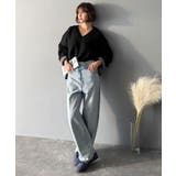 深めのネックが大人の抜け感をプラス◎WFACE Vネック配色ニットPO | Classical Elf  | 詳細画像2 