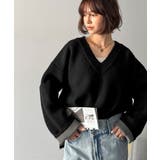 深めのネックが大人の抜け感をプラス◎WFACE Vネック配色ニットPO | Classical Elf  | 詳細画像3 