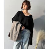 深めのネックが大人の抜け感をプラス◎WFACE Vネック配色ニットPO | Classical Elf  | 詳細画像4 