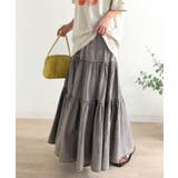 ヴィンテージ感漂う。綿100％ シワ加工デニムティアードスカート | Classical Elf  | 詳細画像9 