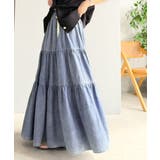 ヴィンテージ感漂う。綿100％ シワ加工デニムティアードスカート | Classical Elf  | 詳細画像14 