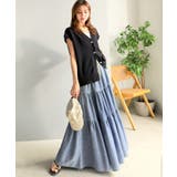 ヴィンテージ感漂う。綿100％ シワ加工デニムティアードスカート | Classical Elf  | 詳細画像16 