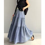 ヴィンテージ感漂う。綿100％ シワ加工デニムティアードスカート | Classical Elf  | 詳細画像17 