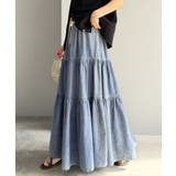 ヴィンテージ感漂う。綿100％ シワ加工デニムティアードスカート | Classical Elf  | 詳細画像18 