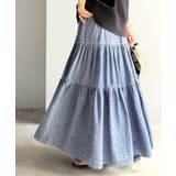 ヴィンテージ感漂う。綿100％ シワ加工デニムティアードスカート | Classical Elf  | 詳細画像19 