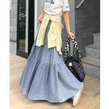 ヴィンテージ感漂う。綿100％ シワ加工デニムティアードスカート | Classical Elf  | 詳細画像22 