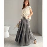 ヴィンテージ感漂う。綿100％ シワ加工デニムティアードスカート | Classical Elf  | 詳細画像2 