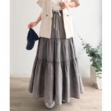 ヴィンテージ感漂う。綿100％ シワ加工デニムティアードスカート | Classical Elf  | 詳細画像6 