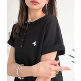 すっきり華奢魅せ。袖ロールアップ胸刺繍入りヘンリーネックリブTシャツ (半袖) | Classical Elf | 詳細画像8