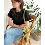 すっきり華奢魅せ。袖ロールアップ胸刺繍入りヘンリーネックリブTシャツ (半袖) | Classical Elf | 詳細画像11