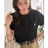 すっきり華奢魅せ。袖ロールアップ胸刺繍入りヘンリーネックリブTシャツ (半袖) | Classical Elf | 詳細画像14