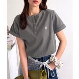すっきり華奢魅せ。袖ロールアップ胸刺繍入りヘンリーネックリブTシャツ (半袖) | Classical Elf | 詳細画像19