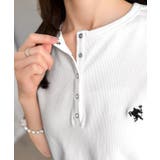 すっきり華奢魅せ。袖ロールアップ胸刺繍入りヘンリーネックリブTシャツ (半袖) | Classical Elf | 詳細画像28