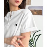 すっきり華奢魅せ。袖ロールアップ胸刺繍入りヘンリーネックリブTシャツ (半袖) | Classical Elf | 詳細画像3
