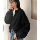 ゆったりふんわり♪シャギーで華やぐ旬顔へ。袖ボタン付きキーネックニット | Classical Elf | 詳細画像15
