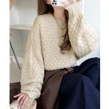 ぽこぽこ感にひと目惚れ♪ゆるっと華奢見え。袖ボリュームポップコーンニットプルオー… | Classical Elf | 詳細画像5