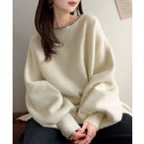 アイボリー | この触り心地、やみつき！ふわっと、ゆるっと。サイドスリットカシミヤタッチ起毛ニッ… | Classical Elf 