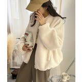 ライトベージュ×アイボリー | ノーカラーリバーシブル ショート丈パイピングジップジャケット | Classical Elf