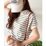 グレージュボーダー | 綿100%の着心地、大人のモックネックラグランTシャツ | Classical Elf