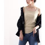 ベージュ | ランダムリブ スクエア無地2wayタンクトップ | Classical Elf