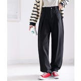 ブラック | 深めのタックが印象的なウエストタックハイウエストデニム＆チノセミワイドパンツ≪S… | Classical Elf 