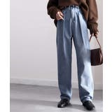 ブルー | 深めのタックが印象的なウエストタックハイウエストデニム＆チノセミワイドパンツ≪S… | Classical Elf 