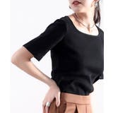 ブラック | ショート丈 コットンリブカットソー(半袖) | Classical Elf 