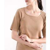 ベージュ | ショート丈 コットンリブカットソー(半袖) | Classical Elf 