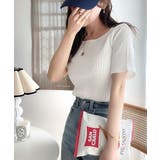 オフホワイト | ショート丈 コットンリブカットソー(半袖) | Classical Elf 