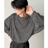 ゆるさとスタイリッシュを両立。オーバーサイズウェーブ柄ジャガード長袖Tシャツ | Classical Elf Men | 詳細画像1