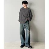 ゆるさとスタイリッシュを両立。オーバーサイズウェーブ柄ジャガード長袖Tシャツ | Classical Elf Men | 詳細画像23