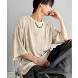 ベージュ | 涼しくキマる、大人のリラックス。オーバーサイズウェーブ柄ジャガード半袖Tシャツ | Classical Elf Men