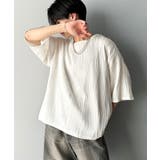 オフホワイト | 涼しくキマる、大人のリラックス。オーバーサイズウェーブ柄ジャガード半袖Tシャツ | Classical Elf Men