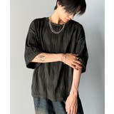 ブラック | 涼しくキマる、大人のリラックス。オーバーサイズウェーブ柄ジャガード半袖Tシャツ | Classical Elf Men