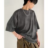 チャコール | 涼しくキマる、大人のリラックス。オーバーサイズウェーブ柄ジャガード半袖Tシャツ | Classical Elf Men