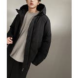 ブラック | 大人のシンプルカジュアル。中綿スタンドネックフーディージャケット | Classical Elf Men