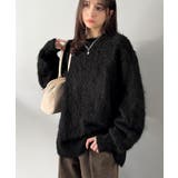 ブラック | 「深みのある1着。」ミックスシャギー素材クルーネックセーター Mixed | Classical Elf Men