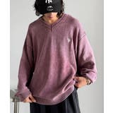 ボルドー | 「自分ウケ最強。」綿100％刺繍入りピグメント加工Vネックセーター | Classical Elf Men