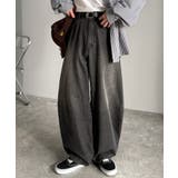 ブラック | 「シルエットで語る。」ブラスト加工カーブシルエットバレルレッグデニムパンツ | Classical Elf Men