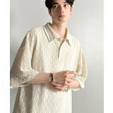 アイボリー | 「透け感、モードの余韻。」衿ダブルライン使いレース柄ニットポロシャツ Lace … | Classical Elf Men