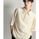 「透け感、モードの余韻。」衿ダブルライン使いレース柄ニットポロシャツ Lace … | Classical Elf Men | 詳細画像9 
