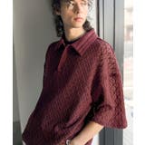 ワイン | 「透け感、モードの余韻。」衿ダブルライン使いレース柄ニットポロシャツ Lace … | Classical Elf Men
