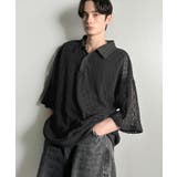 「透け感、モードの余韻。」衿ダブルライン使いレース柄ニットポロシャツ Lace … | Classical Elf Men | 詳細画像2 