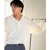 「透け感、モードの余韻。」衿ダブルライン使いレース柄ニットポロシャツ Doubl… | Classical Elf Men | 詳細画像7 