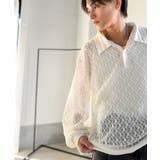 「透け感、モードの余韻。」衿ダブルライン使いレース柄ニットポロシャツ Doubl… | Classical Elf Men | 詳細画像8 