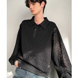 「透け感、モードの余韻。」衿ダブルライン使いレース柄ニットポロシャツ Doubl… | Classical Elf Men | 詳細画像13 
