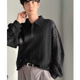 「透け感、モードの余韻。」衿ダブルライン使いレース柄ニットポロシャツ Doubl… | Classical Elf Men | 詳細画像14 