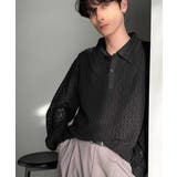 「透け感、モードの余韻。」衿ダブルライン使いレース柄ニットポロシャツ Doubl… | Classical Elf Men | 詳細画像16 